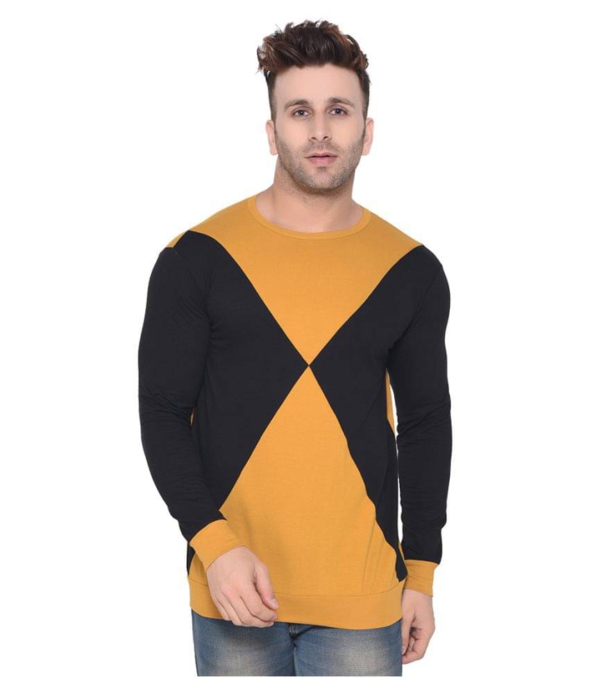Tfurnish Cotton Blend Gold Solids T-Shirt Tfurnish Cotton Blend Gold Solids T-Shirt