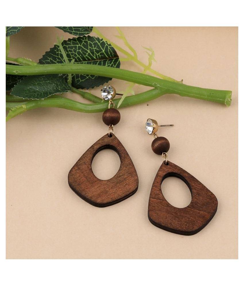 SILVER SHINE Designer Diamond Wooden Earrings Perfect and Different Look For Women Girl SILVER SHINE Designer Diamond Wooden Earrings Perfect and Different Look For Women Girl