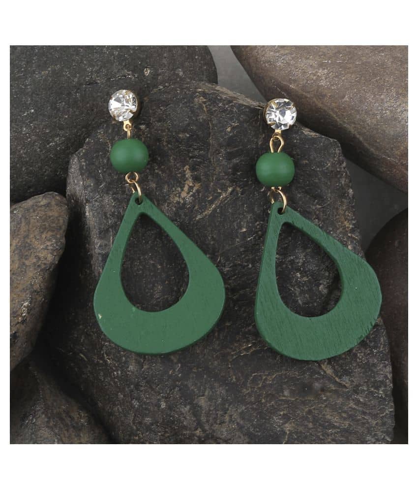 SILVER SHINE Elegant Diamond Light Weight Dangle Wooden Earrings for Girls and Women. - Earrings | Buy online on ZillyBuy