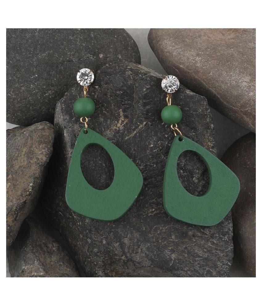 SILVER SHINE Ethnic Drop Diamond Wooden Light Weight Earrings for Girls and Women. SILVER SHINE Ethnic Drop Diamond Wooden Light Weight Earrings for Girls and Women.