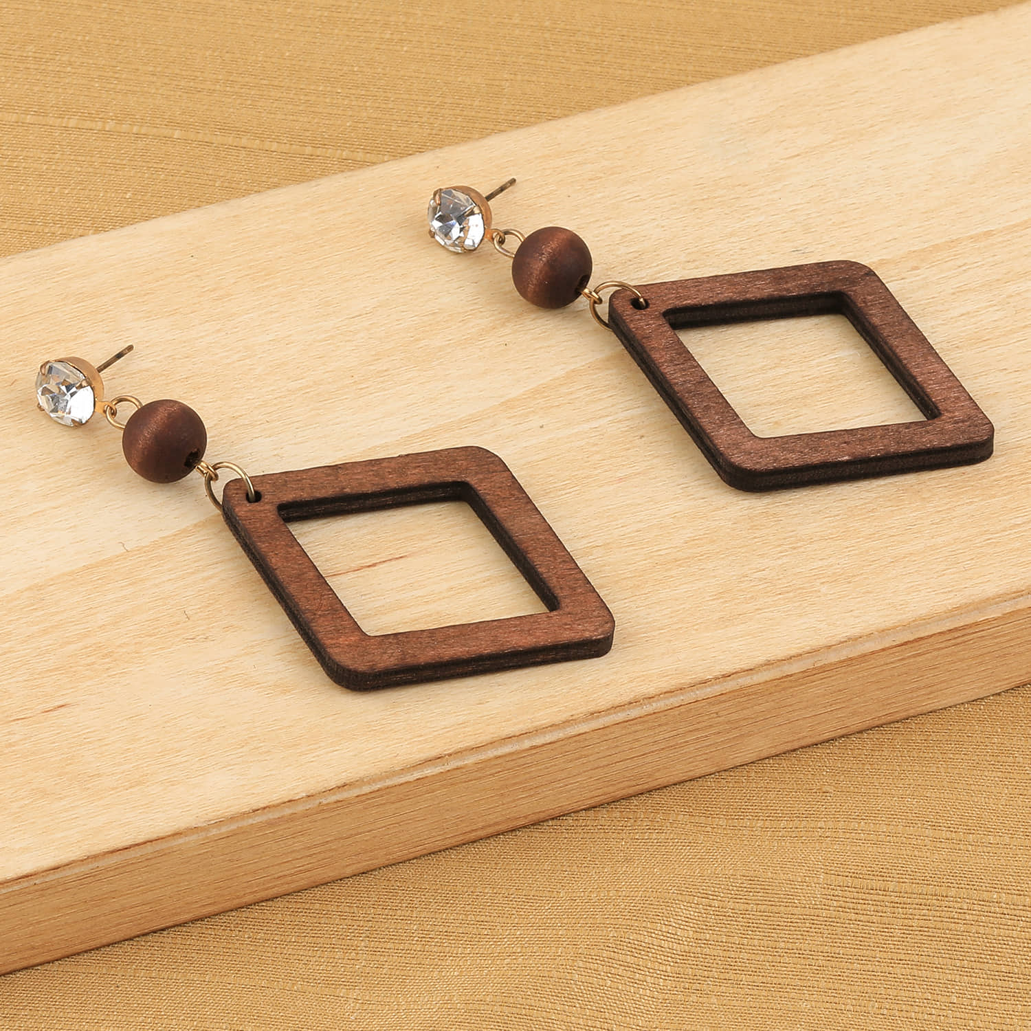 SILVER SHINE Party Wear Natural  Diamond  Wooden Earring for Perfect and Different Look For women - Earrings | Buy online on ZillyBuy