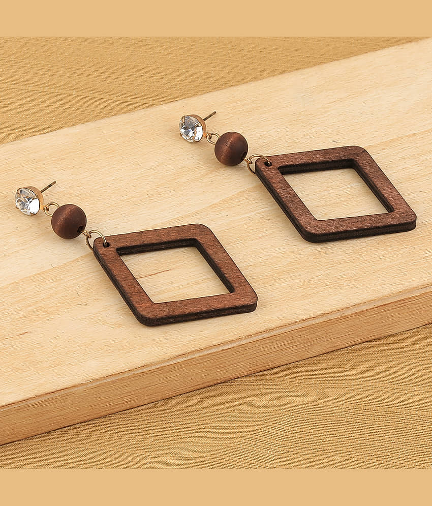 SILVER SHINE Party Wear Natural Diamond Wooden Earring for Perfect and Different Look For women - Earrings | Buy online on ZillyBuy
