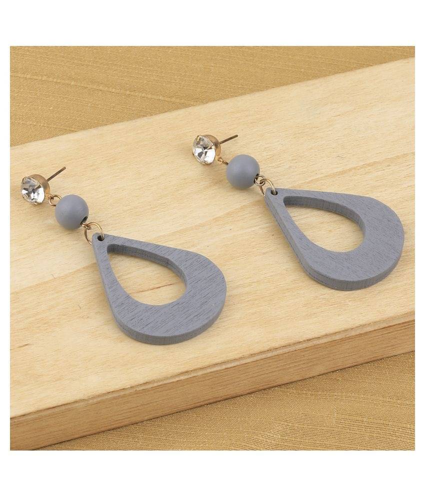 SILVER SHINE Wonderful Attractive  Diamond Wooden Light Weight Dangle Earrings for Girls and Women.     			SILVER SHINE Wonderful Attractive  Diamond Wooden Light Weight Dangle Earrings for Girls and Women.