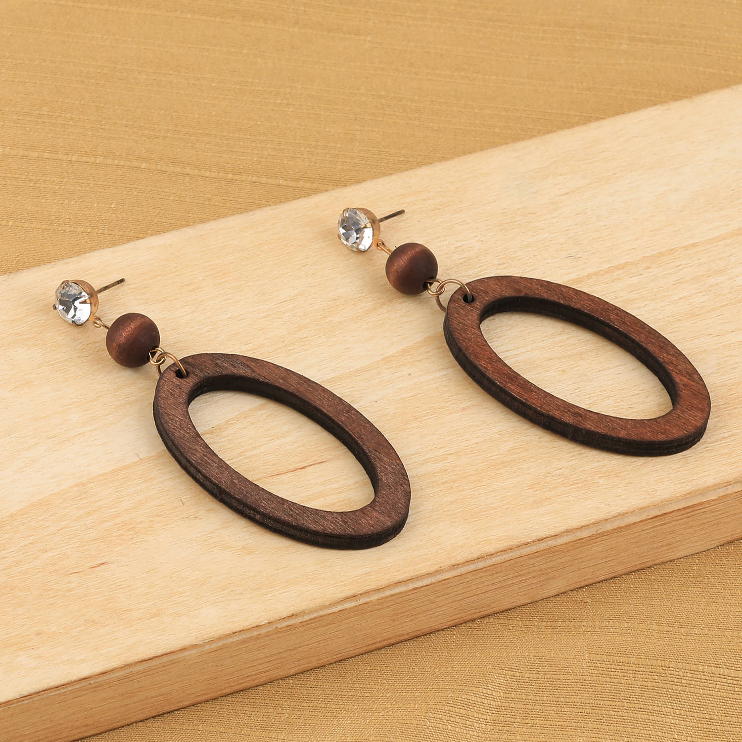 SILVER SHINE Wonderful Attractive Diamond Wooden Light Weight  Earrings for Girls and Women.     			SILVER SHINE Wonderful Attractive Diamond Wooden Light Weight  Earrings for Girls and Women.