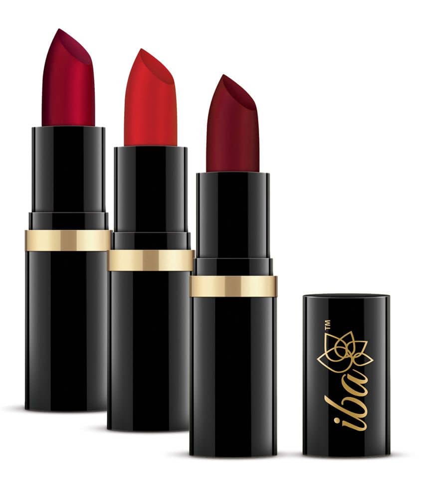 Iba Pure Lips Moisturizing A65 Ruby Touch, A62 Pure Red & A72 Maroon Burst, 4g,Lipstick Combo