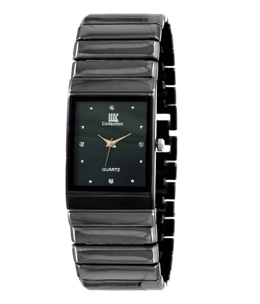     			Iik Collection Black Rectangular Analog Watch