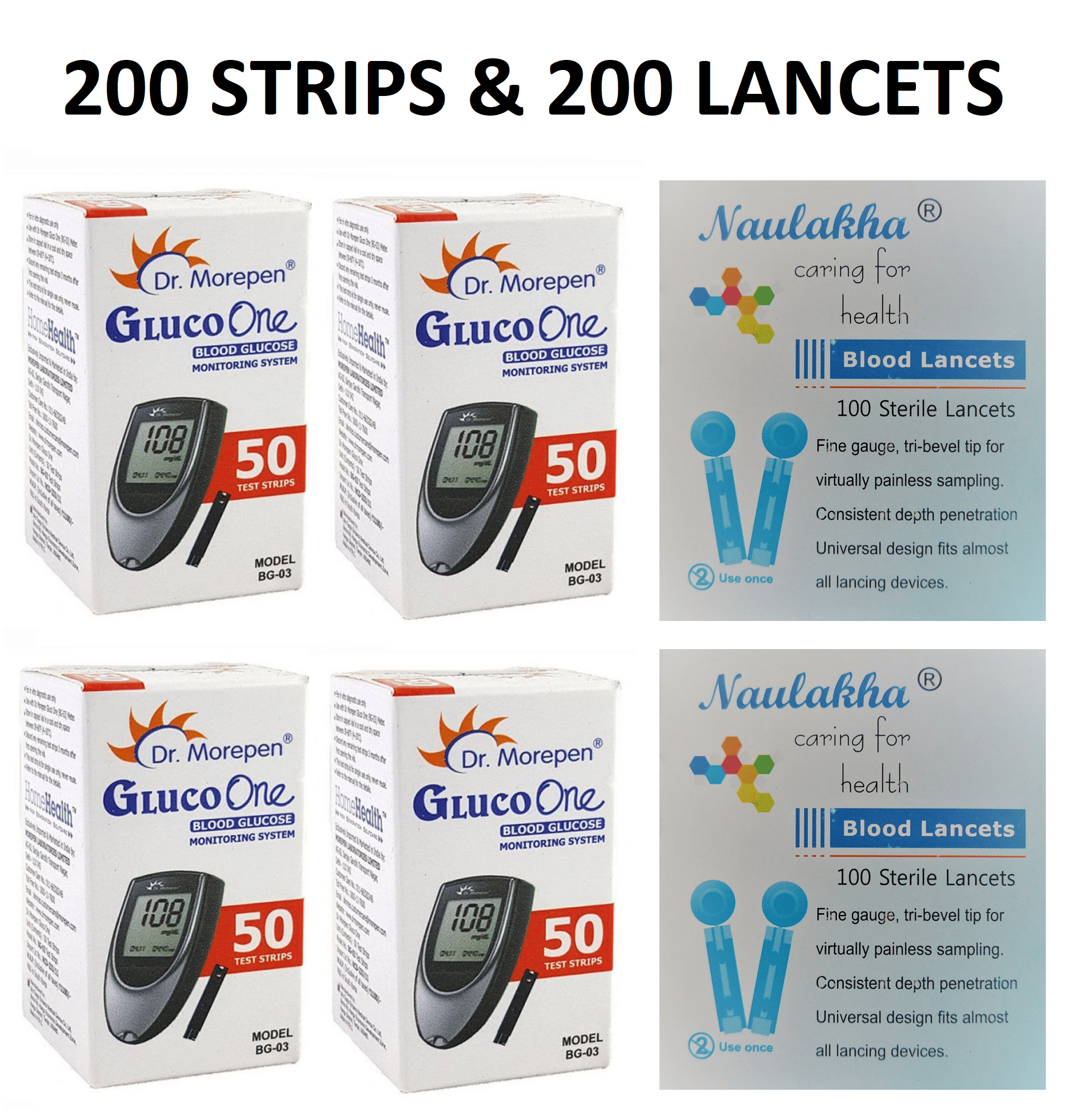 Dr. Morepengluco One Bg03 (200 Strips + 200 Lancets) Dr. Morepengluco One Bg03 (200 Strips + 200 Lancets)