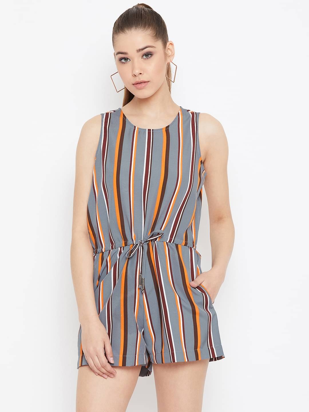     			Purys Grey Polyester Jumpsuit
