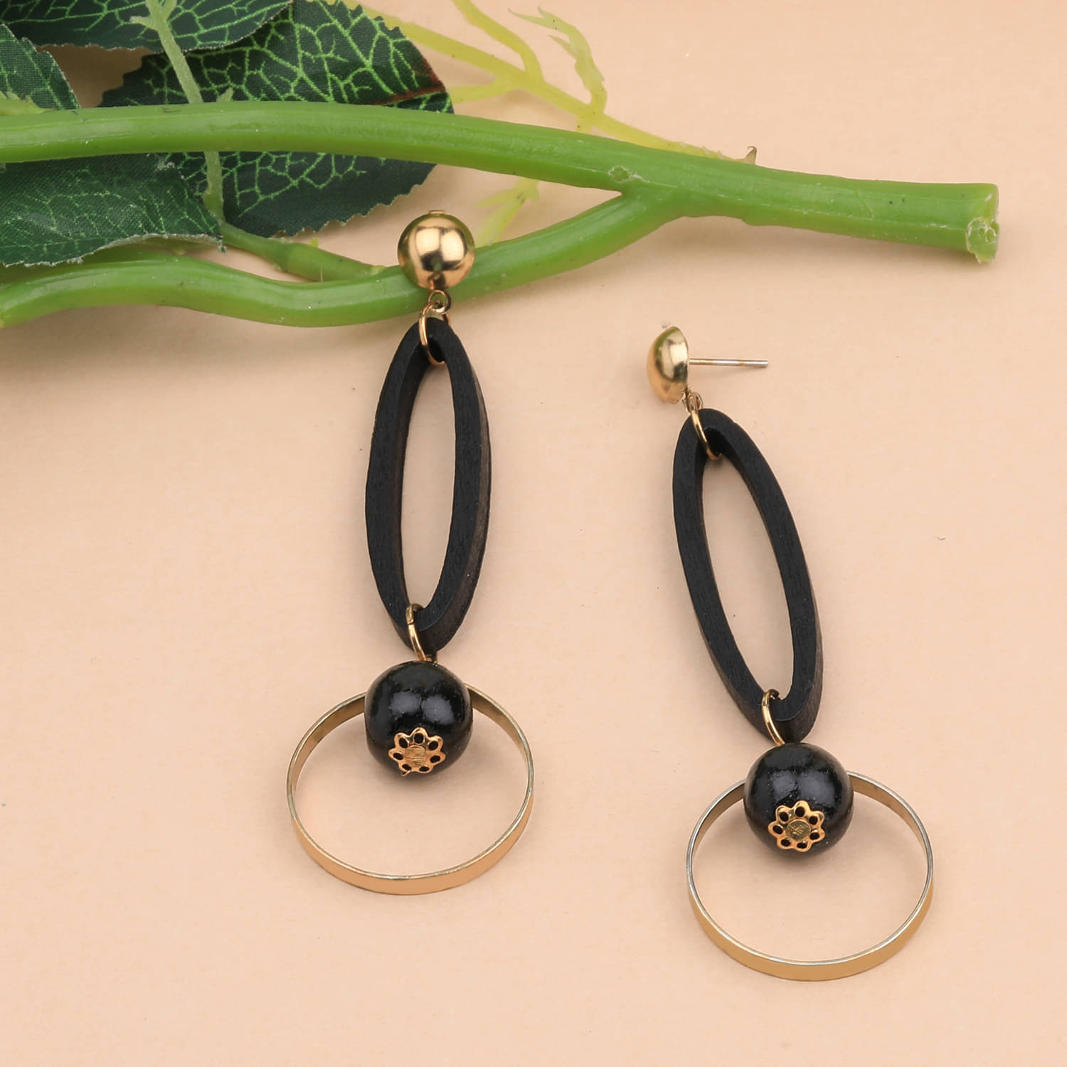     			SILVER SHINE Charm Dangler Wooden Earrings For Girls and Women