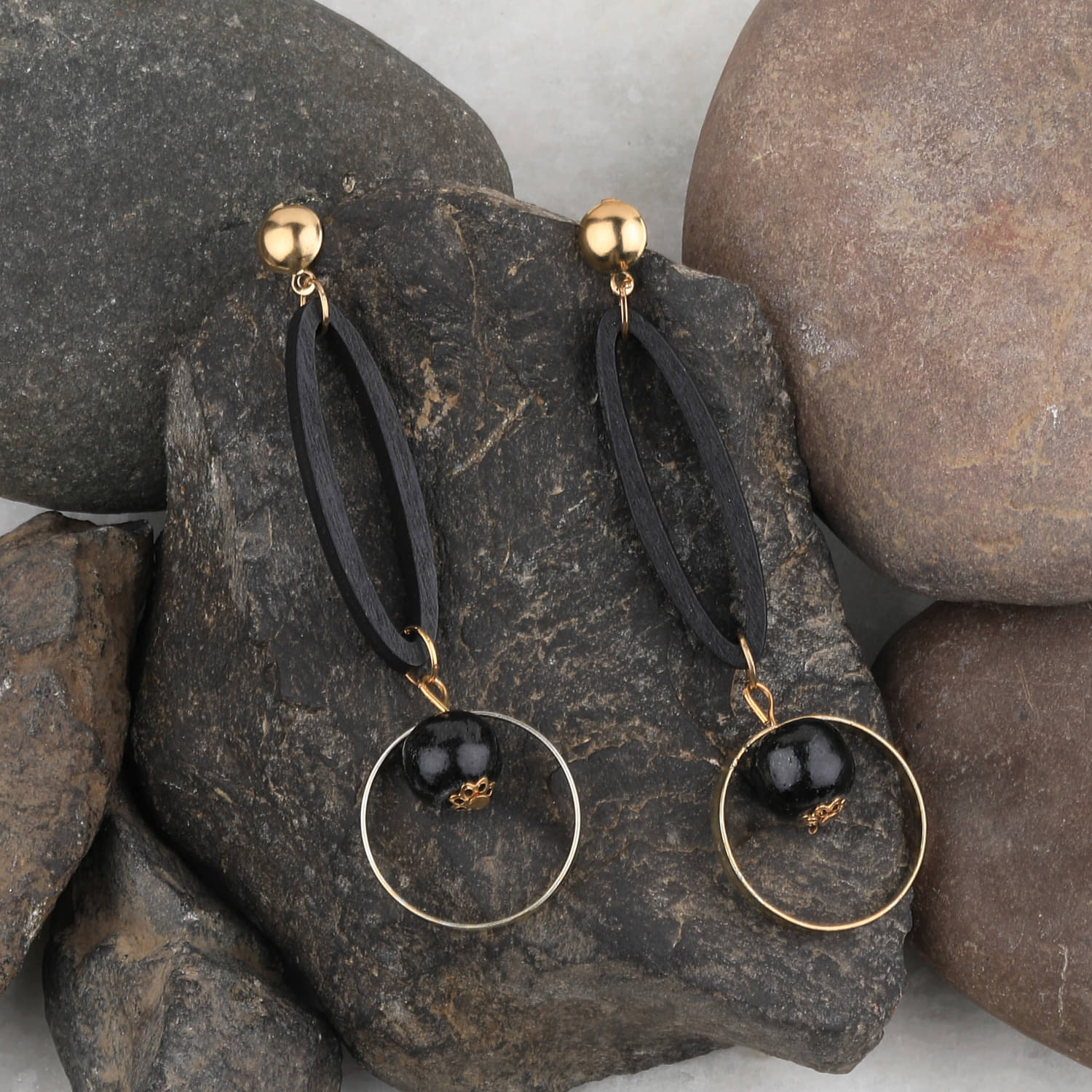     			SILVER SHINE Charm Dangler Wooden Earrings For Girls and Women