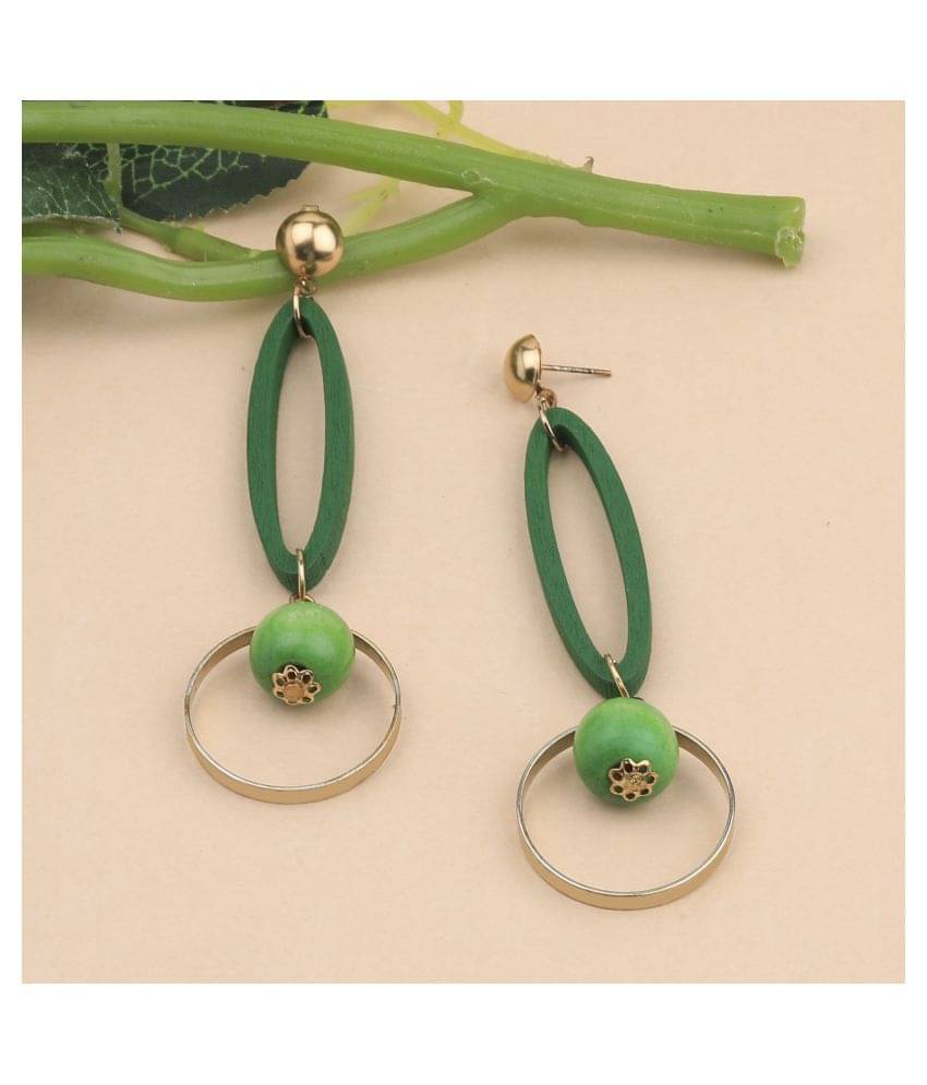     			SILVER SHINE Delicate Party Wear Wooden Dangles Earrings Perfect and Different Look for women girl.