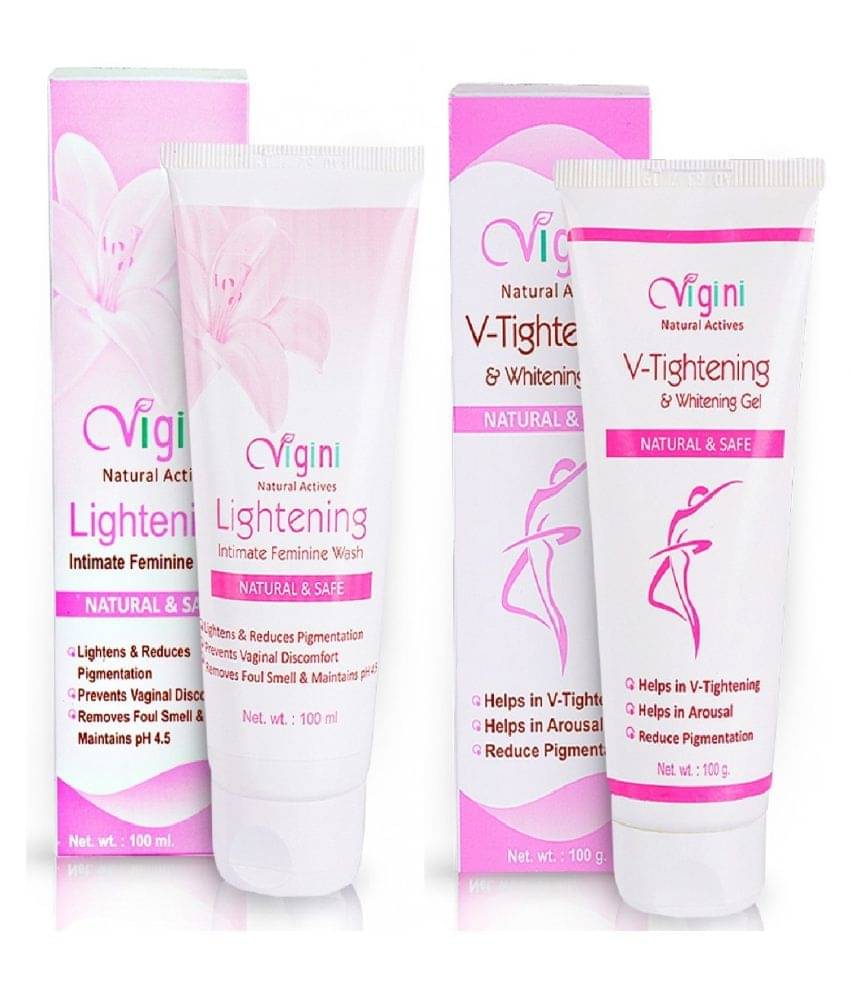 Vigini 100% Natural Actives Whitening &V Tightening Gel Intimate Cleansing Liquid 200 mL Pack of 2 Vigini 100% Natural Actives Whitening &V Tightening Gel Intimate Cleansing Liquid 200 mL Pack of 2