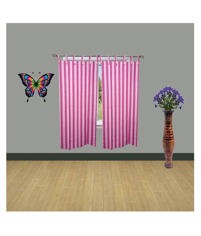 HOMEFLY Vertical Striped Room Darkening Loop Curtain 5 ft ( Pack of 2 ) - Pink HOMEFLY Vertical Striped Room Darkening Loop Curtain 5 ft ( Pack of 2 ) - Pink