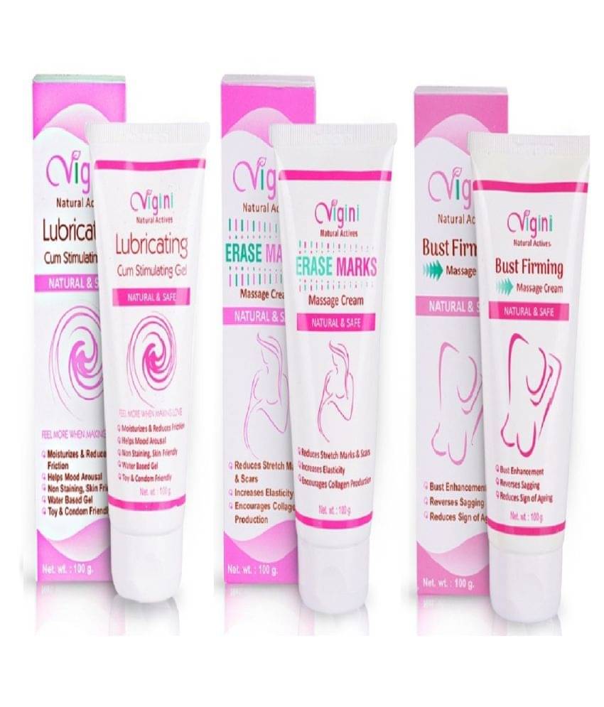     			Vigini 100% Natural Actives Lubricant Lubricating Lubrication Lube Gel Vaginal Moisturizer+Stretch Marks Scar removal cream oil in during after pregnancy+Breast Bust body toner Firming tightening Cream Lotion for Enhancement Enlargement looks bust full 36