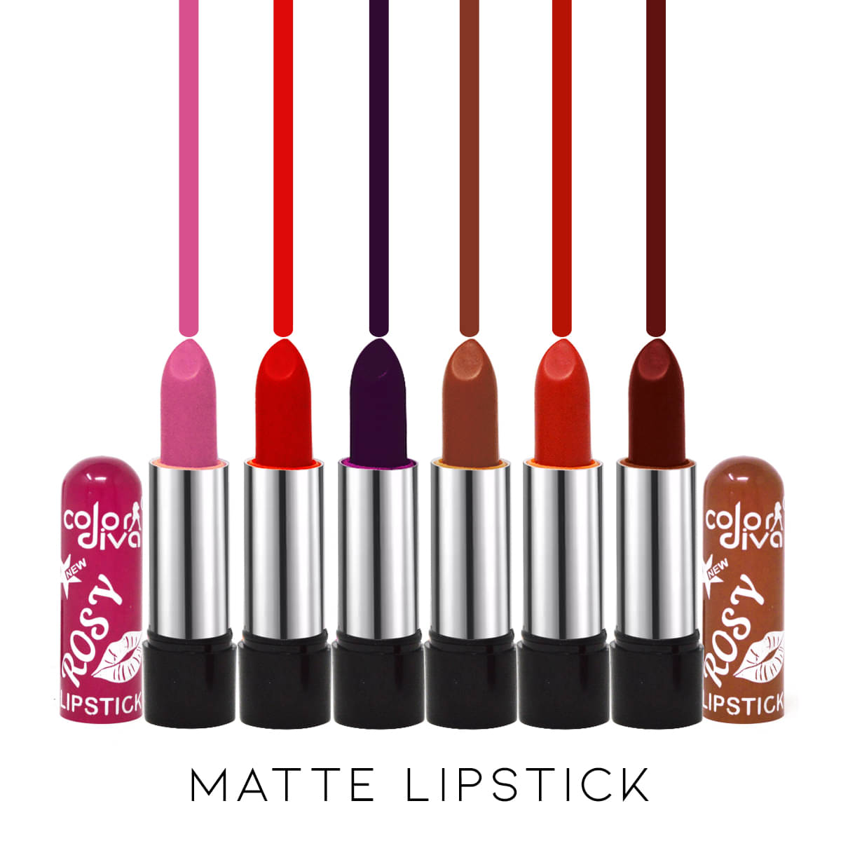     			Color Diva Long Wear Moist-112A Lipstick Multi Pack of 6 4.5 g