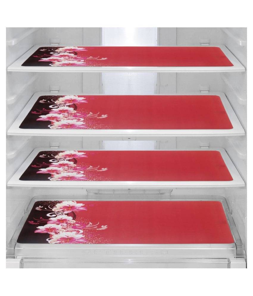 E-Retailer Set of 4 PVC Red Fridge Mats E-Retailer Set of 4 PVC Red Fridge Mats