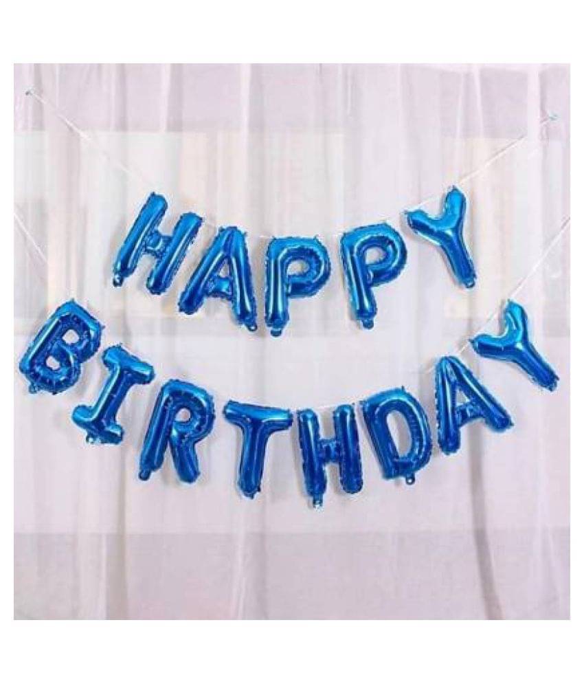     			Happy Birthday Foil Balloon Blue  ( Pack of 13)