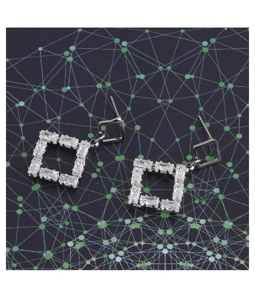     			SILVER SHINE Silver Plated Charm Party Wear Diamond Stud  Earring For Women Girl