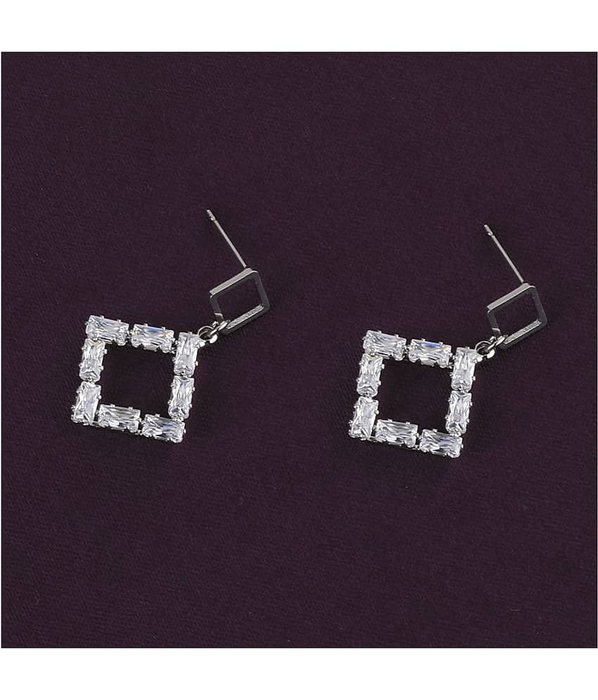 SILVER SHINE Silver Plated Charm Party Wear Diamond Stud Earring For Women Girl - Earrings | Buy online on ZillyBuy