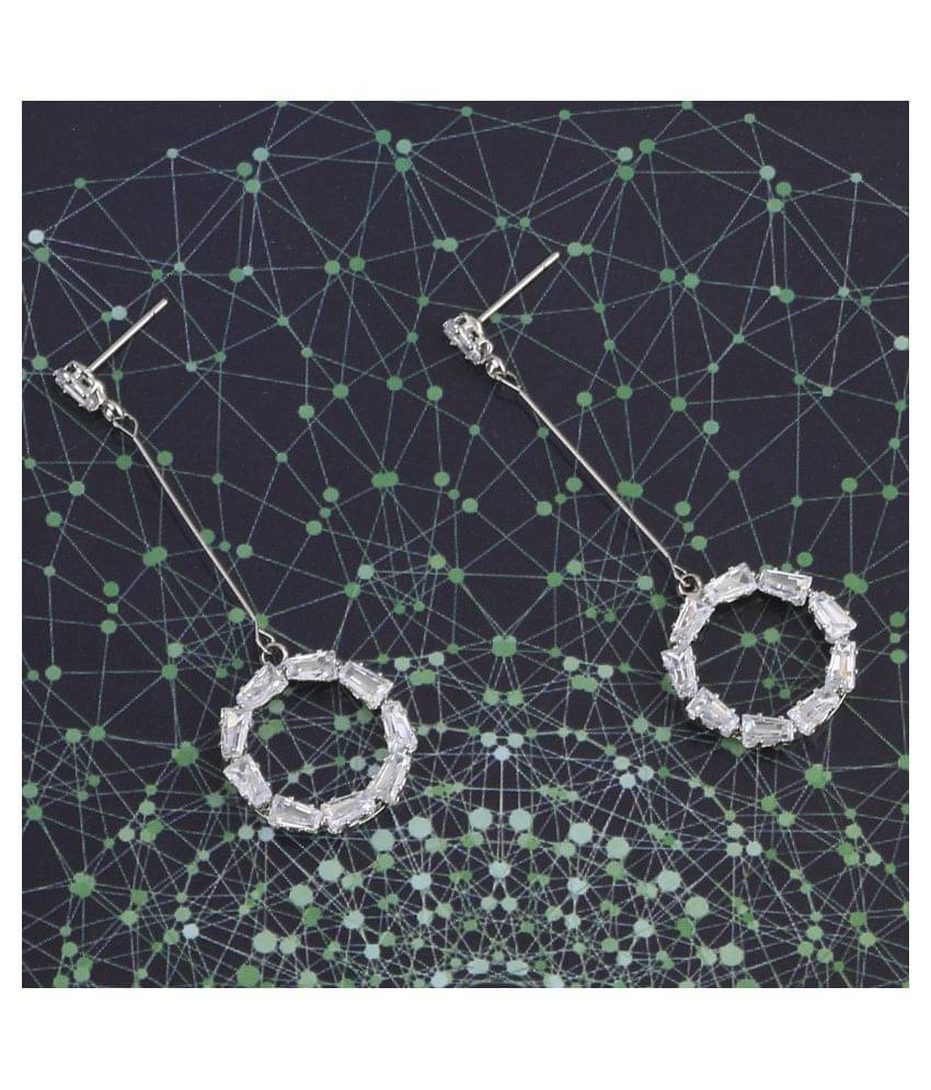     			SILVER SHINE Silver Plated Diamond Dangle  Earring For Women Girl