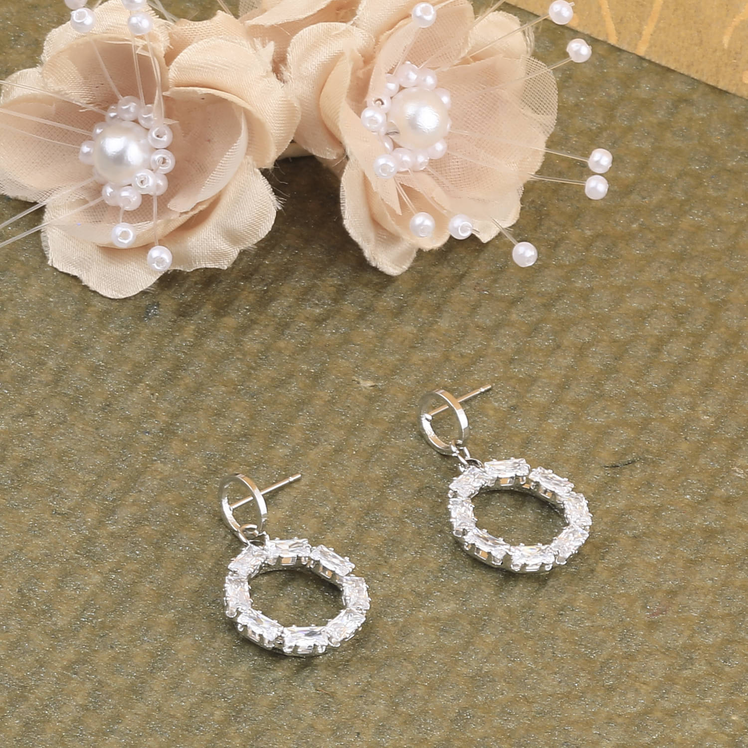     			SILVER SHINE Silver Plated Fashion Diamond Stud  Earring For Women Girl