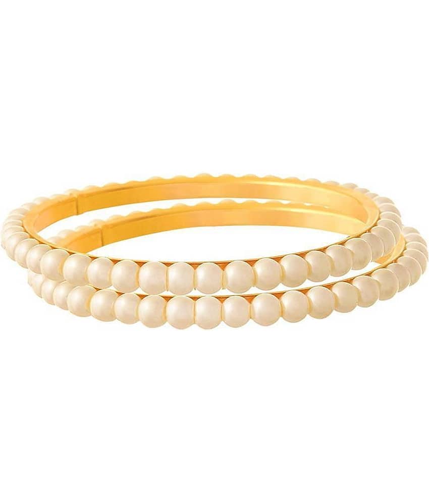 Traditional Ethnic One Gram Gold Plated Pearl Designer Bangle Set for Women - Bangles & Bracelets | Buy online on ZillyBuy