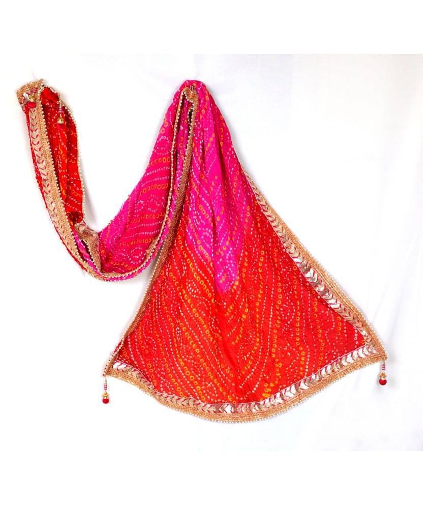 Raj Pink Art Silk Bandhej Dupatta Raj Pink Art Silk Bandhej Dupatta