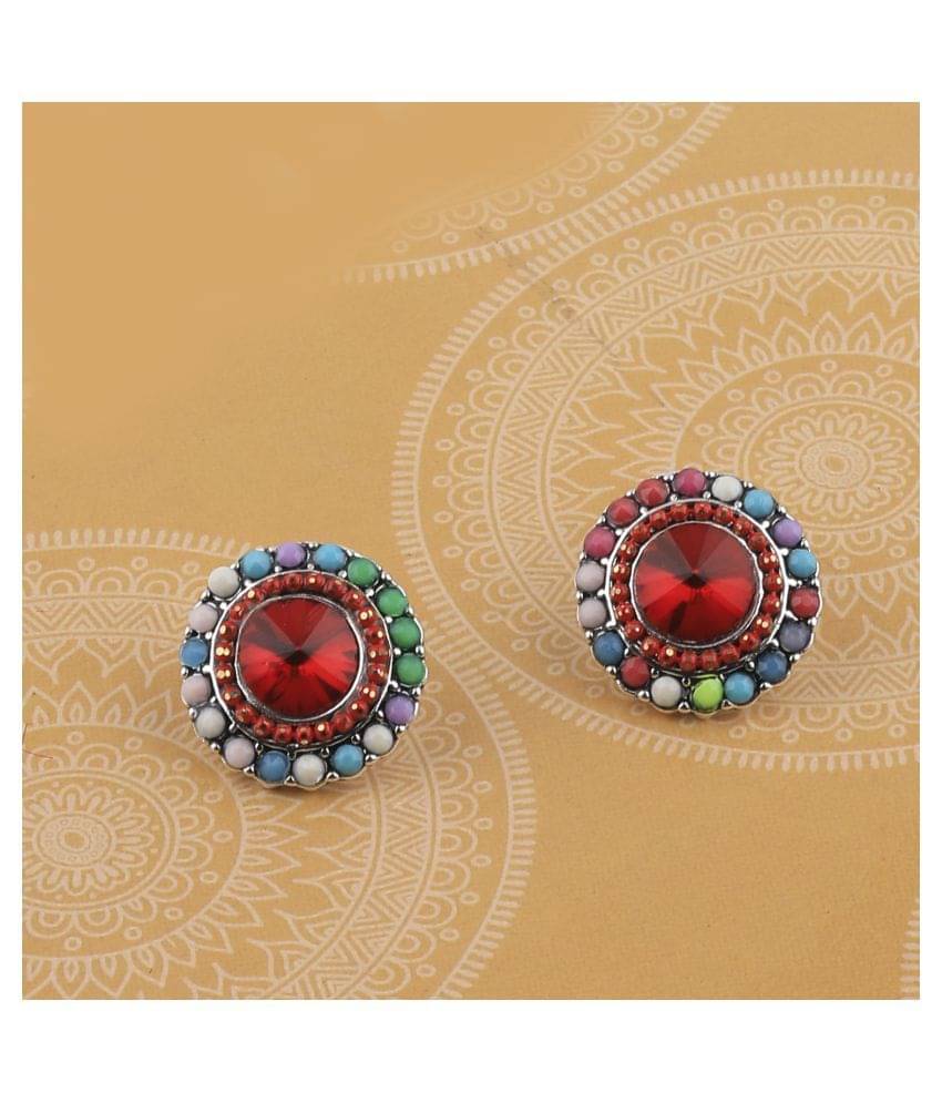 SILVER SHINE Charm Fancy Party Wear Multi Colour Stud Diamond Earring For Women Girl SILVER SHINE Charm Fancy Party Wear Multi Colour Stud Diamond Earring For Women Girl