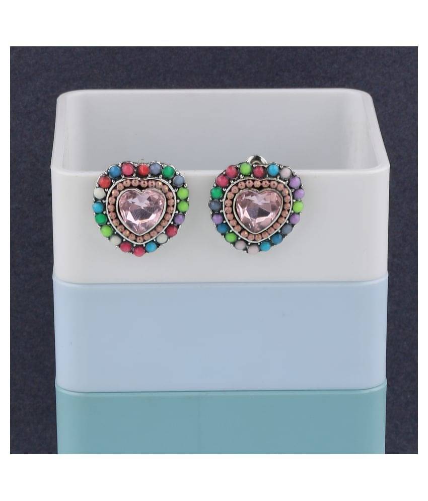     			SILVER SHINE Charm Stylish  Heart Shape Diamond Stud Earring For Women Girl