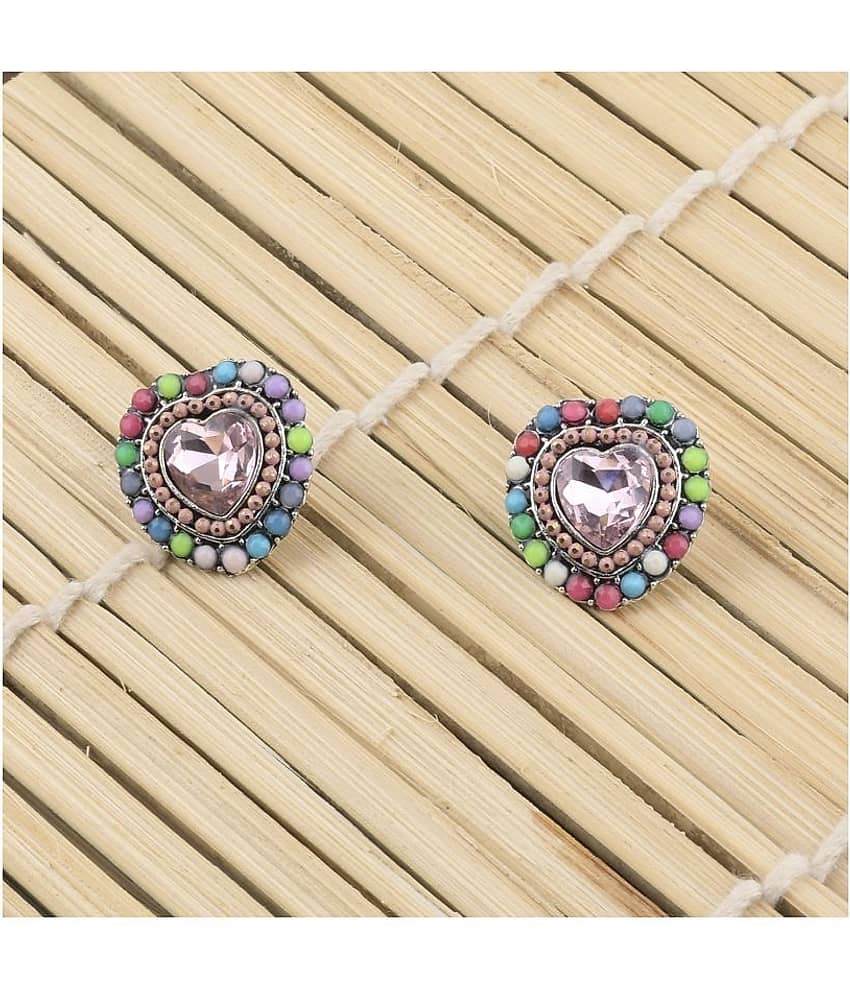 SILVER SHINE Charm Stylish Heart Shape Diamond Stud Earring For Women Girl - Earrings | Buy online on ZillyBuy