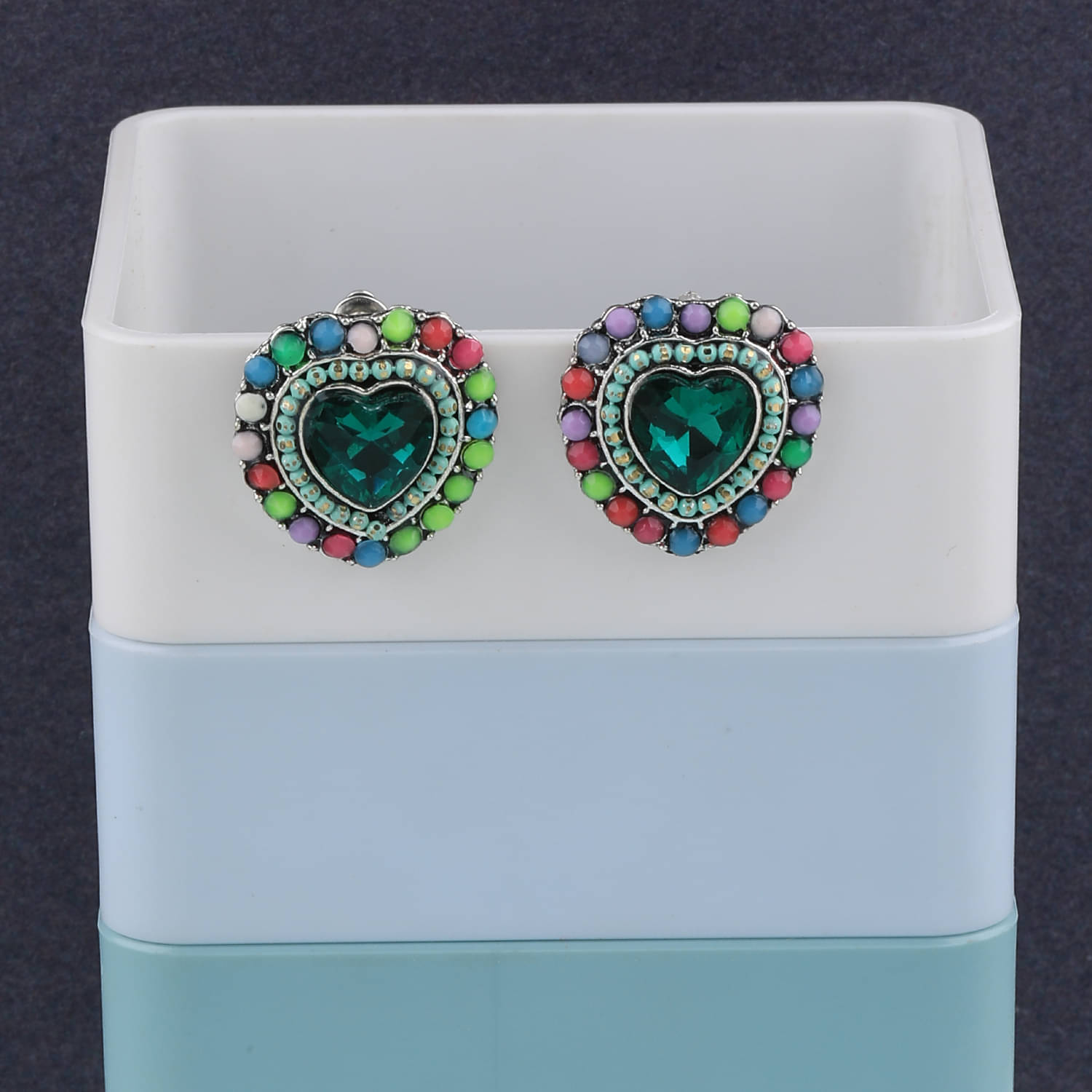     			SILVER SHINE Fancy Stylish  Heart Shape Diamond Stud Earring For Women Girl