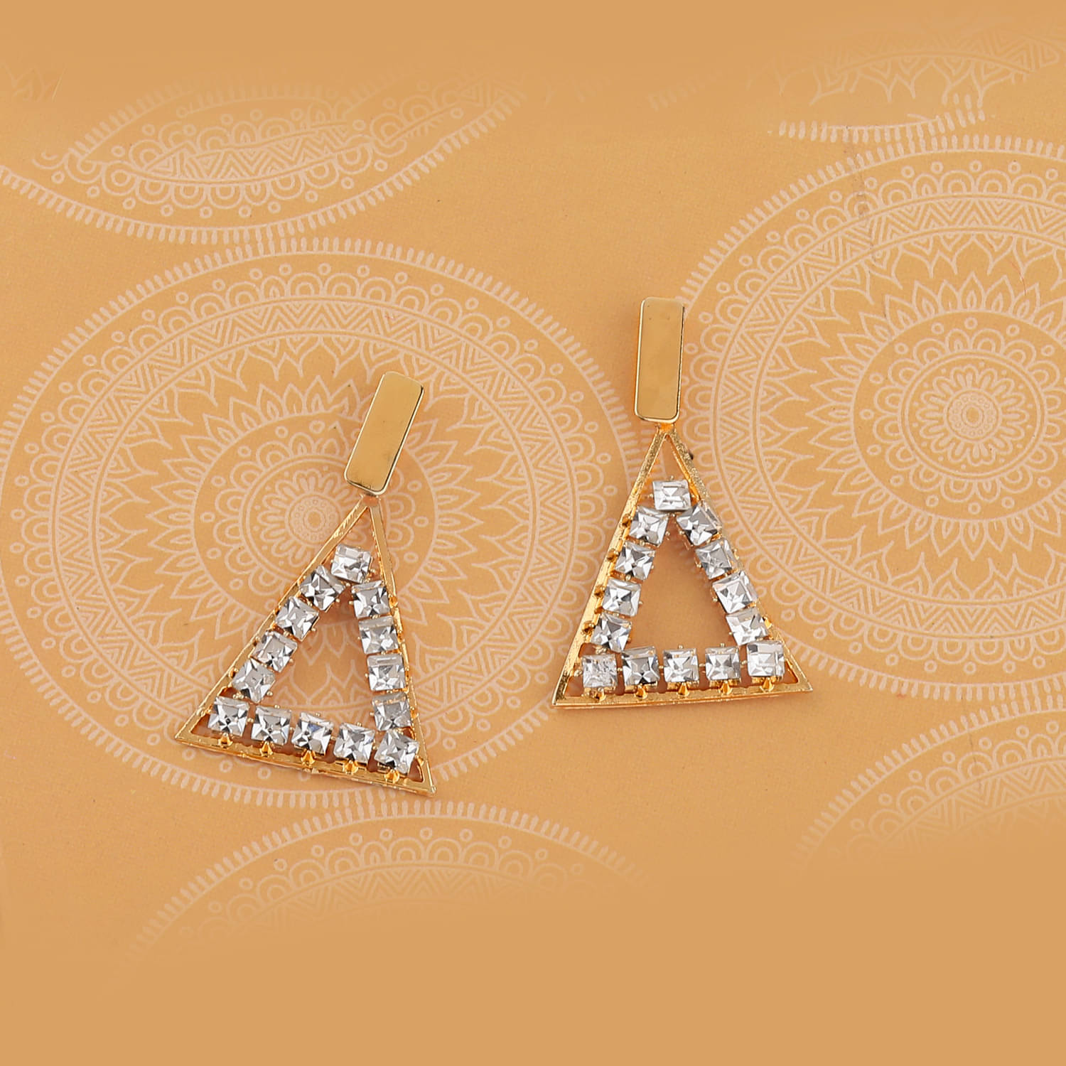     			SILVER SHINE Gold Plated Charm Diamond Dangle  Earring For Women Girl