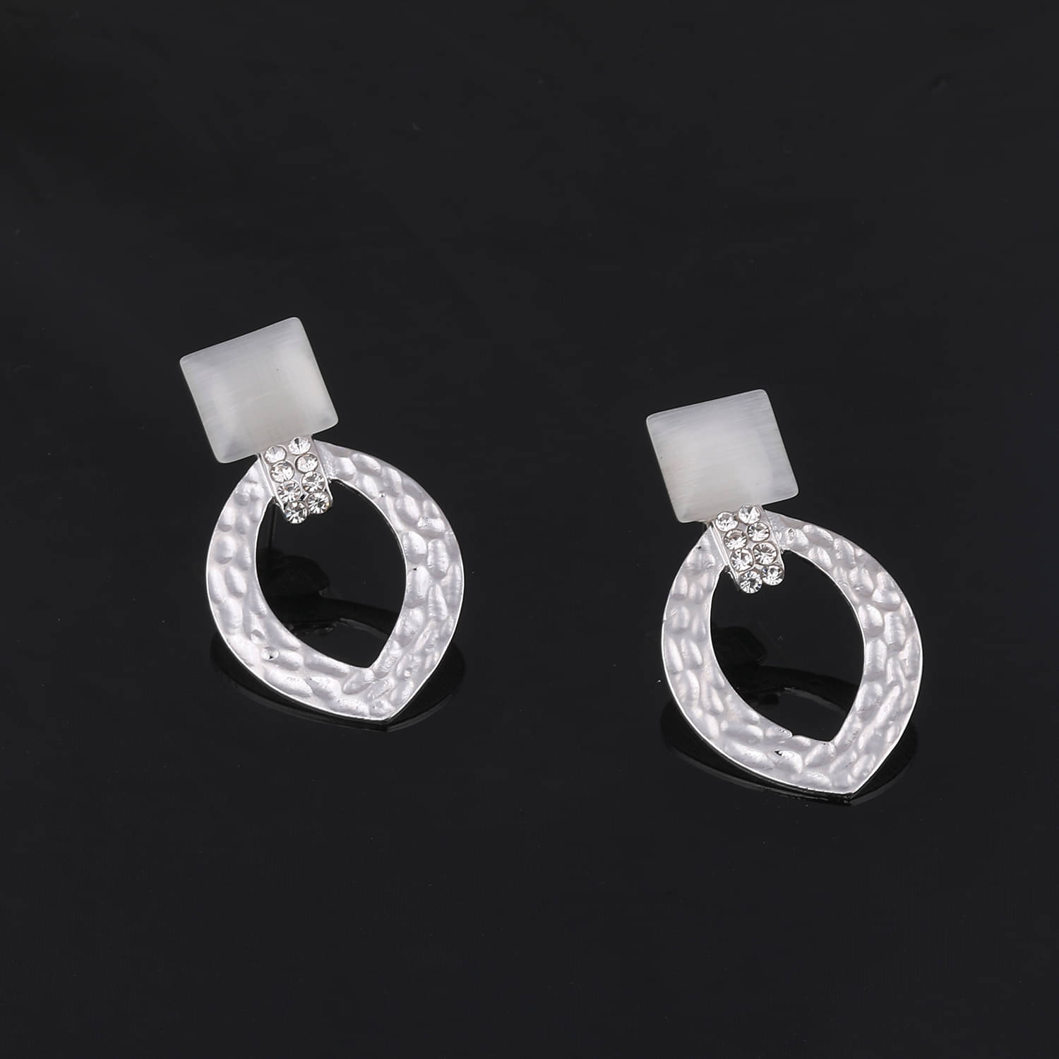     			SILVER SHINE Silver Plated Stylish Diamond Drop Earring For Women Girl