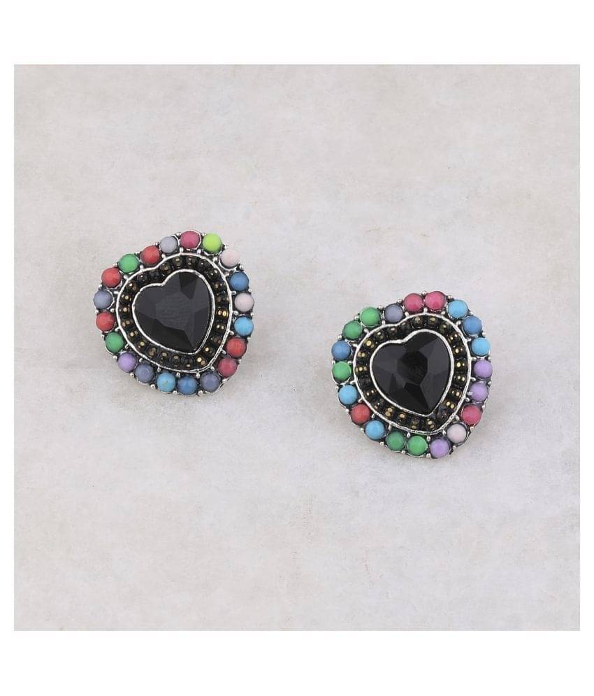     			SILVER SHINE Stylish  Heart Shape Diamond Stud Earring For Women Girl