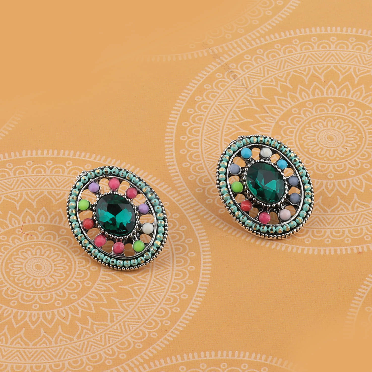 SILVER SHINE  Stylish Party Wear Multi Colour Stud  Earring For Women Girl - Earrings | Buy online on ZillyBuy