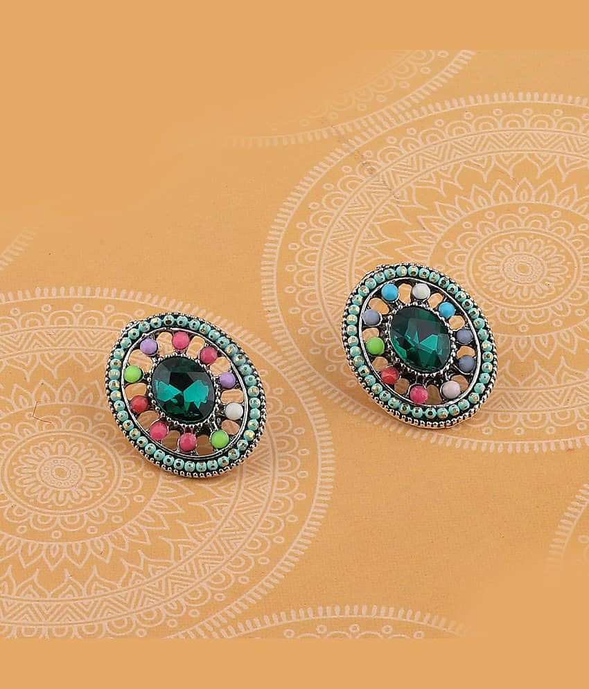 SILVER SHINE Stylish Party Wear Multi Colour Stud Earring For Women Girl - Earrings | Buy online on ZillyBuy