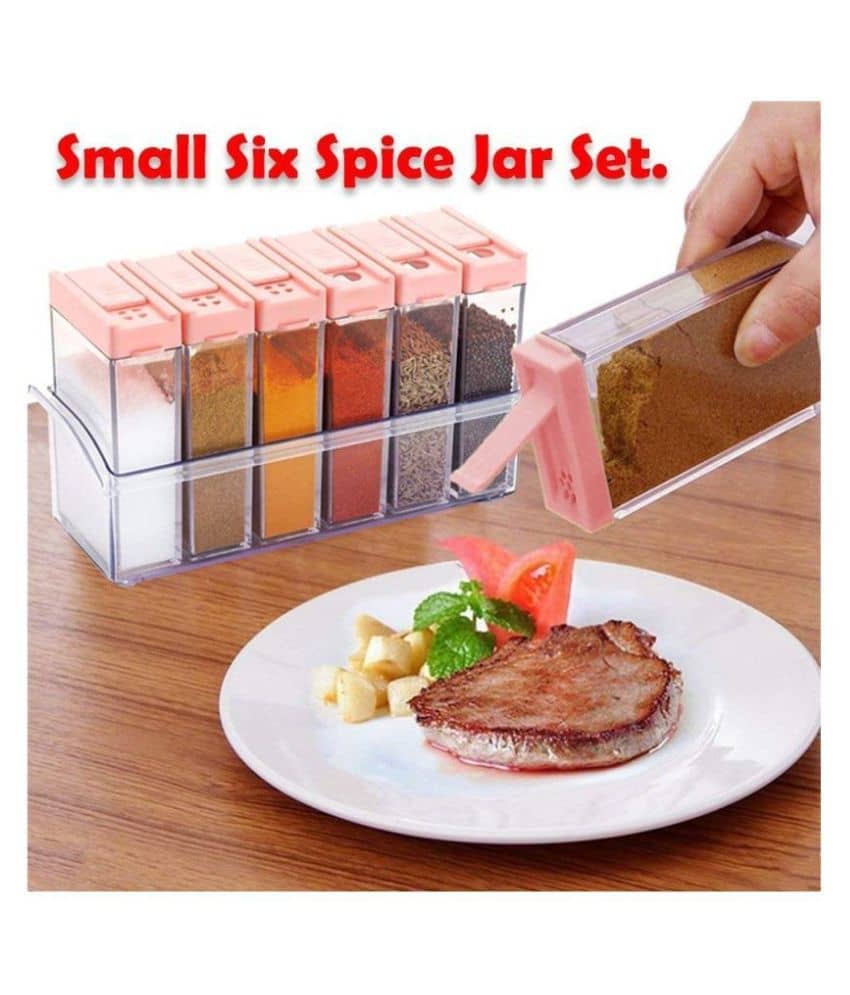 Vmoni 6 pcs Jar Spice Rack | Masala Box Storage Containers for Pepper Salt | Spice Container | Masala Box