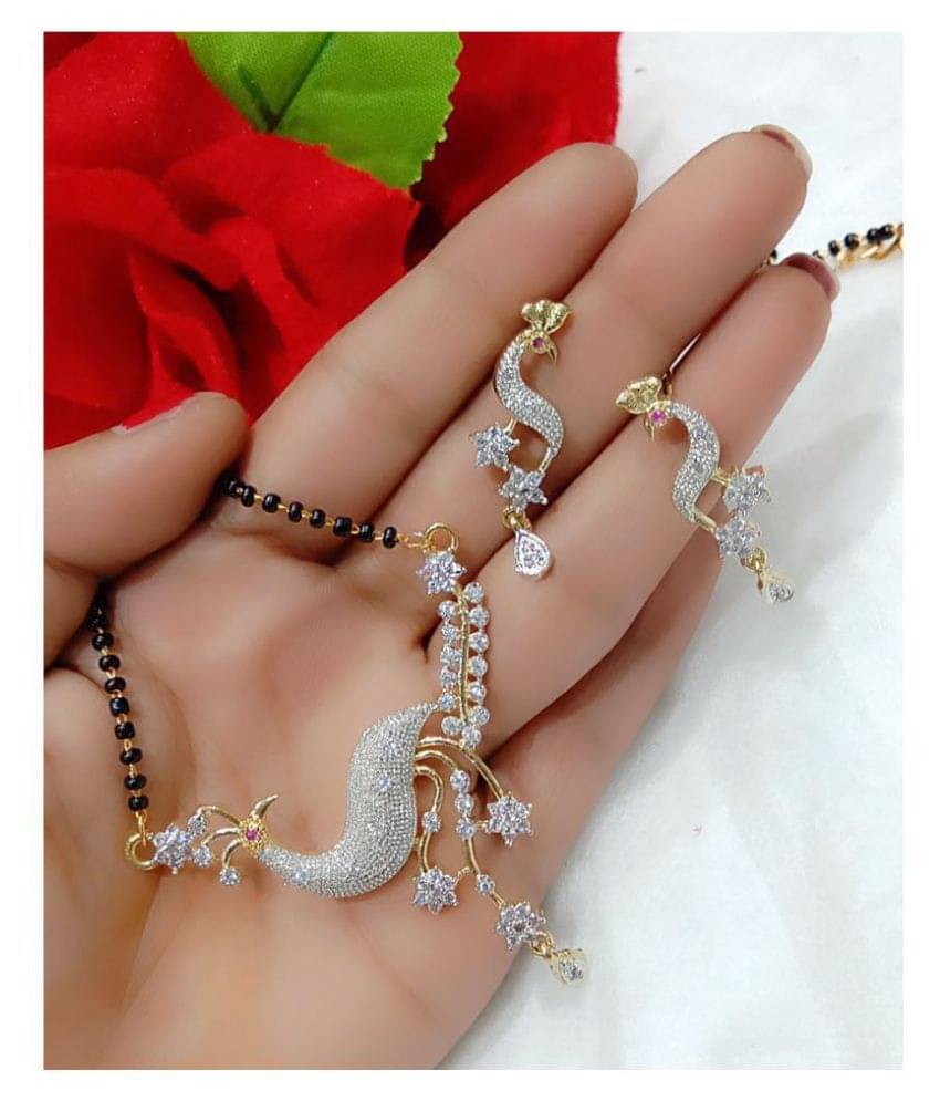 Navya Collections American Diamond Peacock Mangalsutra Set For Women Navya Collections American Diamond Peacock Mangalsutra Set For Women