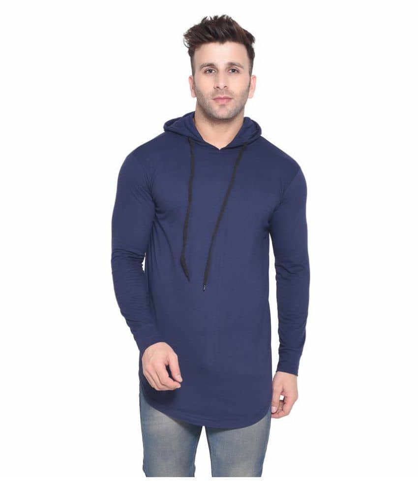 Tfurnish Cotton Blend Blue Solids T-Shirt