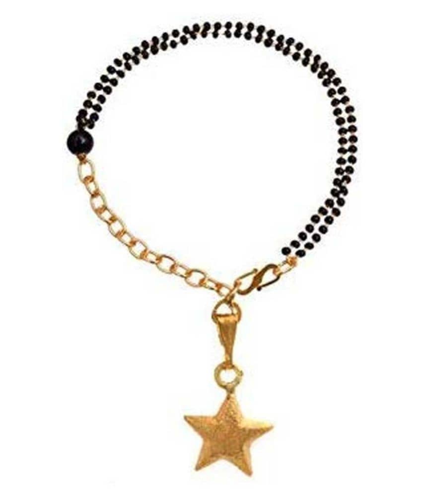 Ethnic 1 g Gold Plated Star Charm Designer Hand Mangalsutra Bracelet for Women