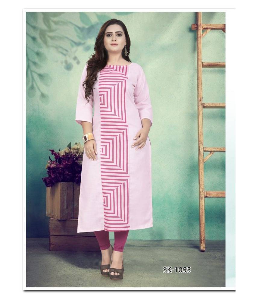     			Lerkiza - Pink Cotton Women's Straight Kurti ( Pack of 1 )