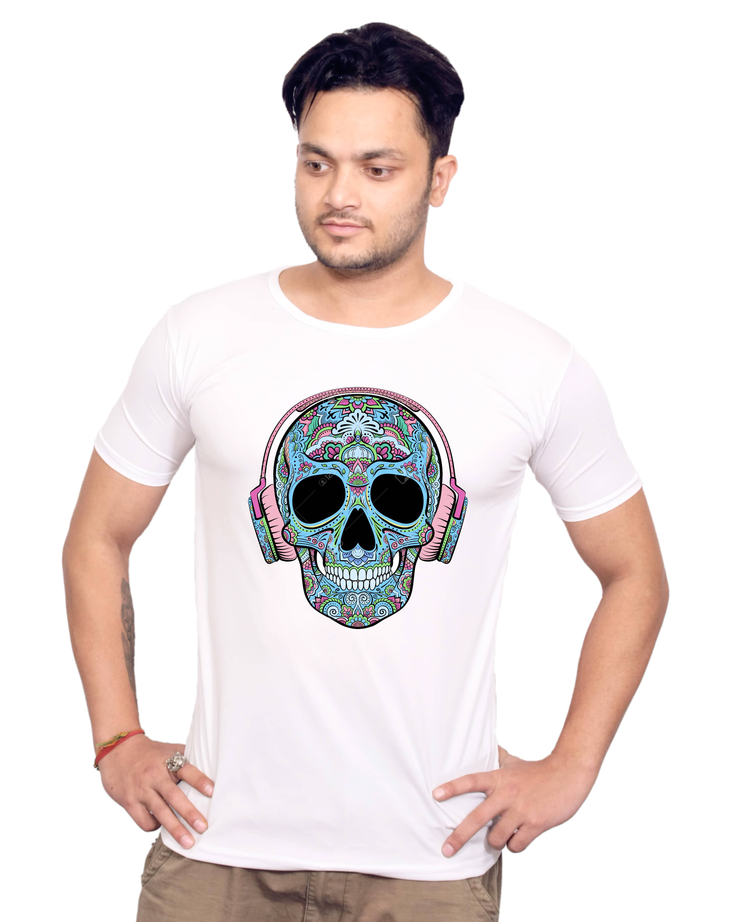 Nityanand Enterprises White Cotton Blend T-Shirt