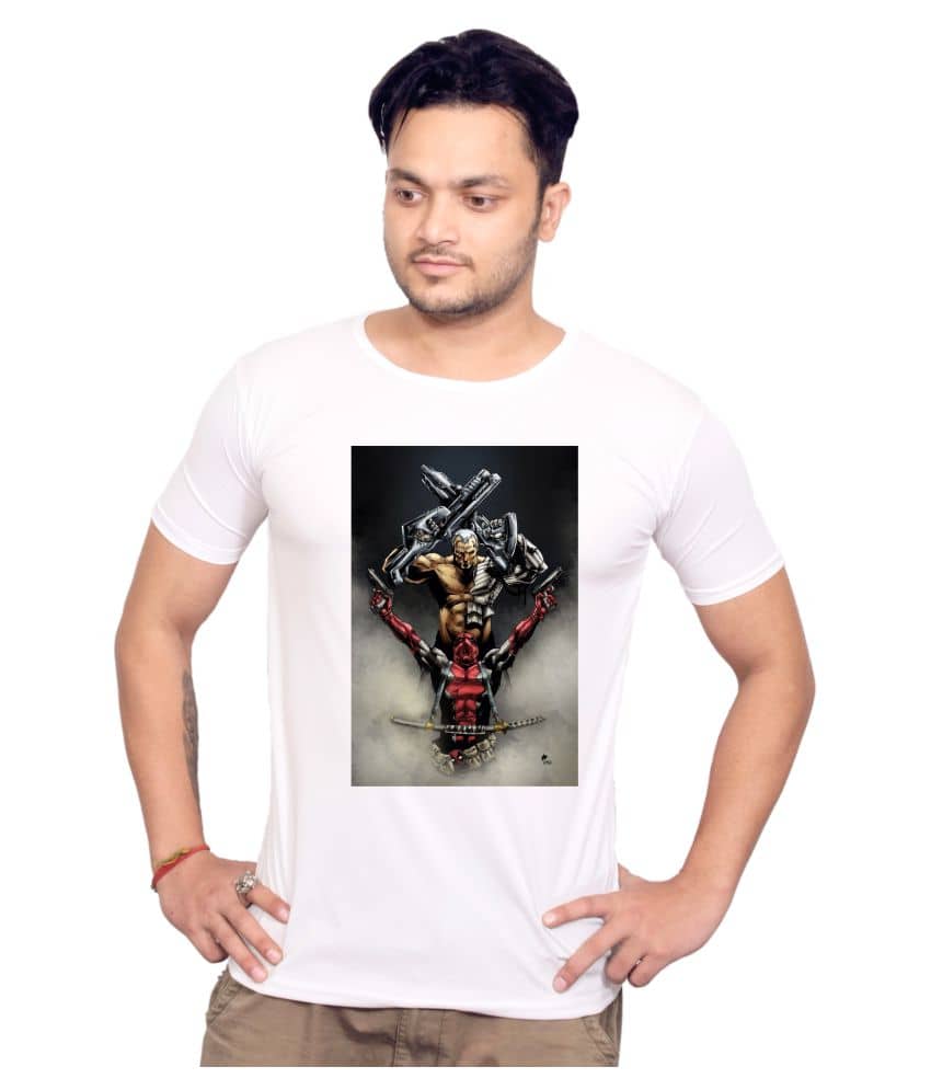 Nityanand Enterprises White Cotton Blend T-Shirt