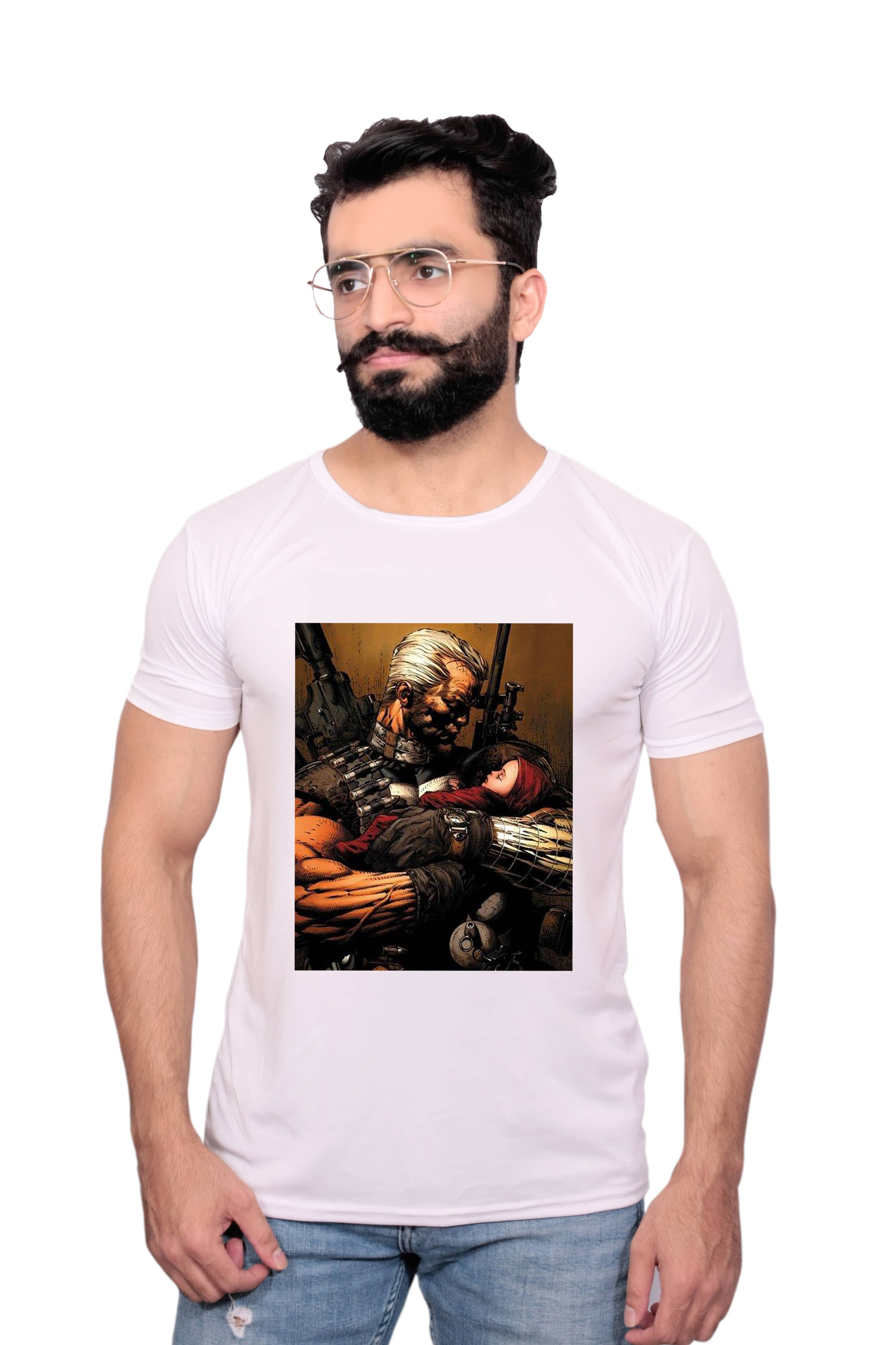 Nityanand Enterprises White Cotton Blend T-Shirt