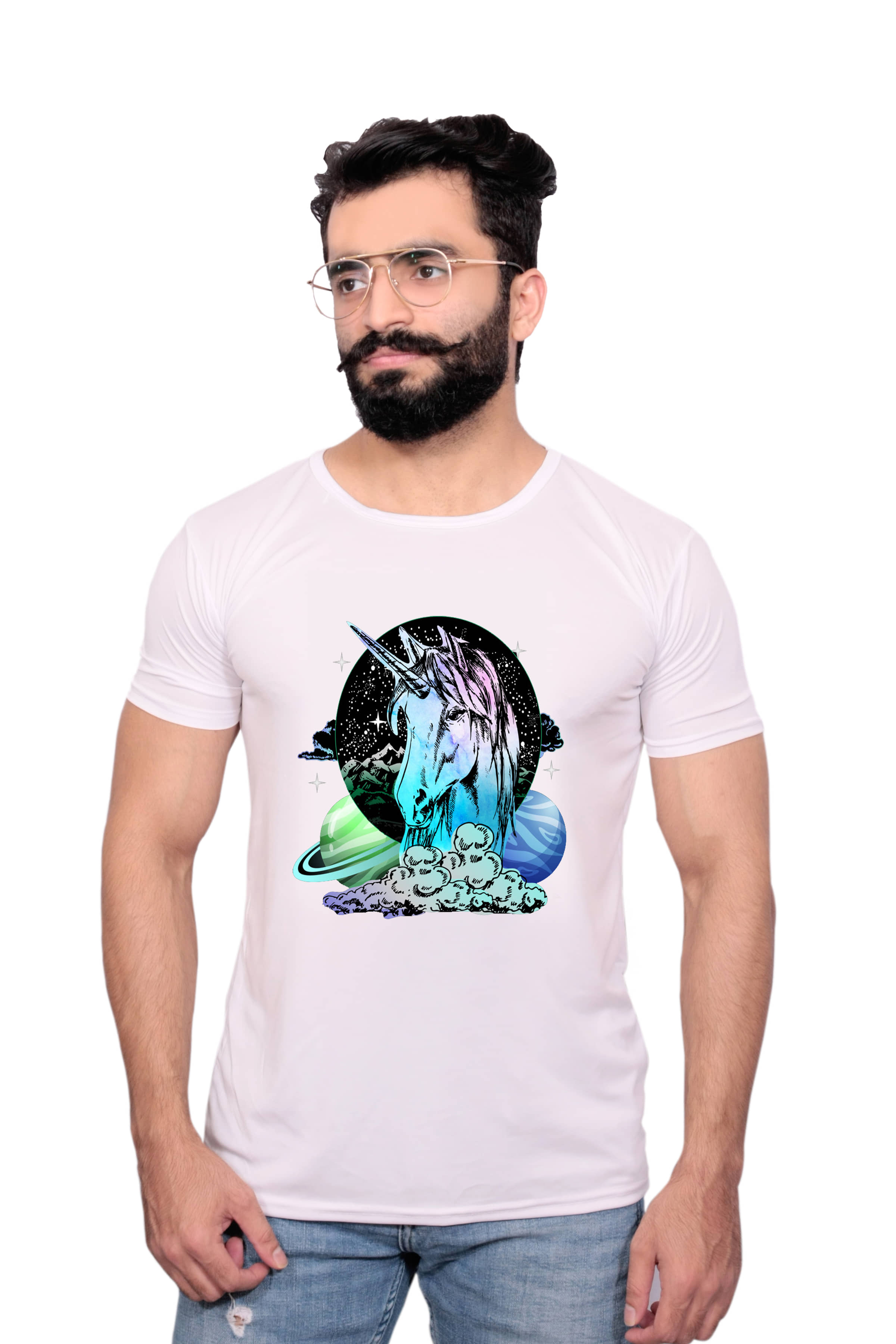 Nityanand Enterprises White Cotton Blend T-Shirt