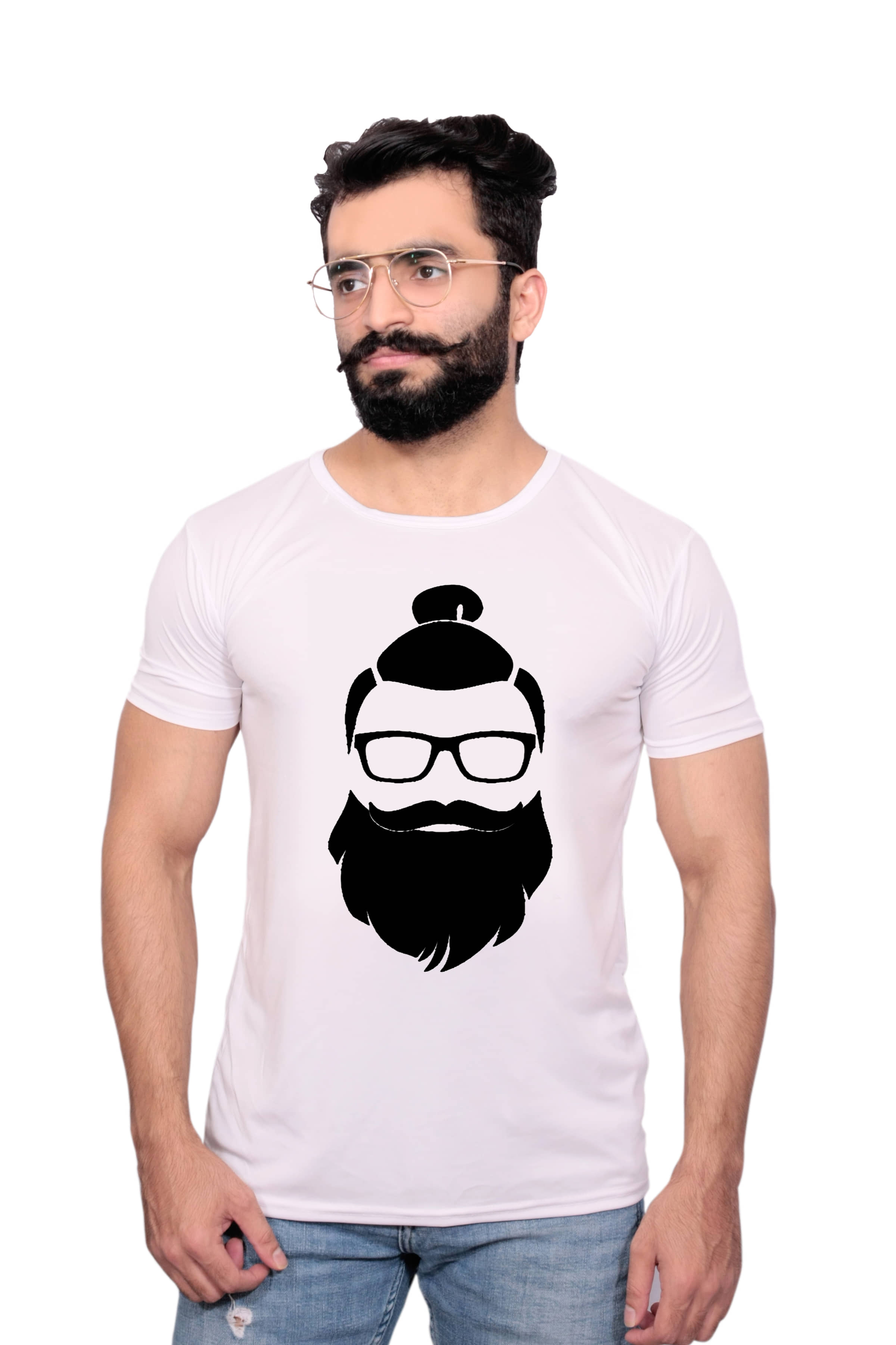 Nityanand Enterprises White Cotton Blend T-Shirt