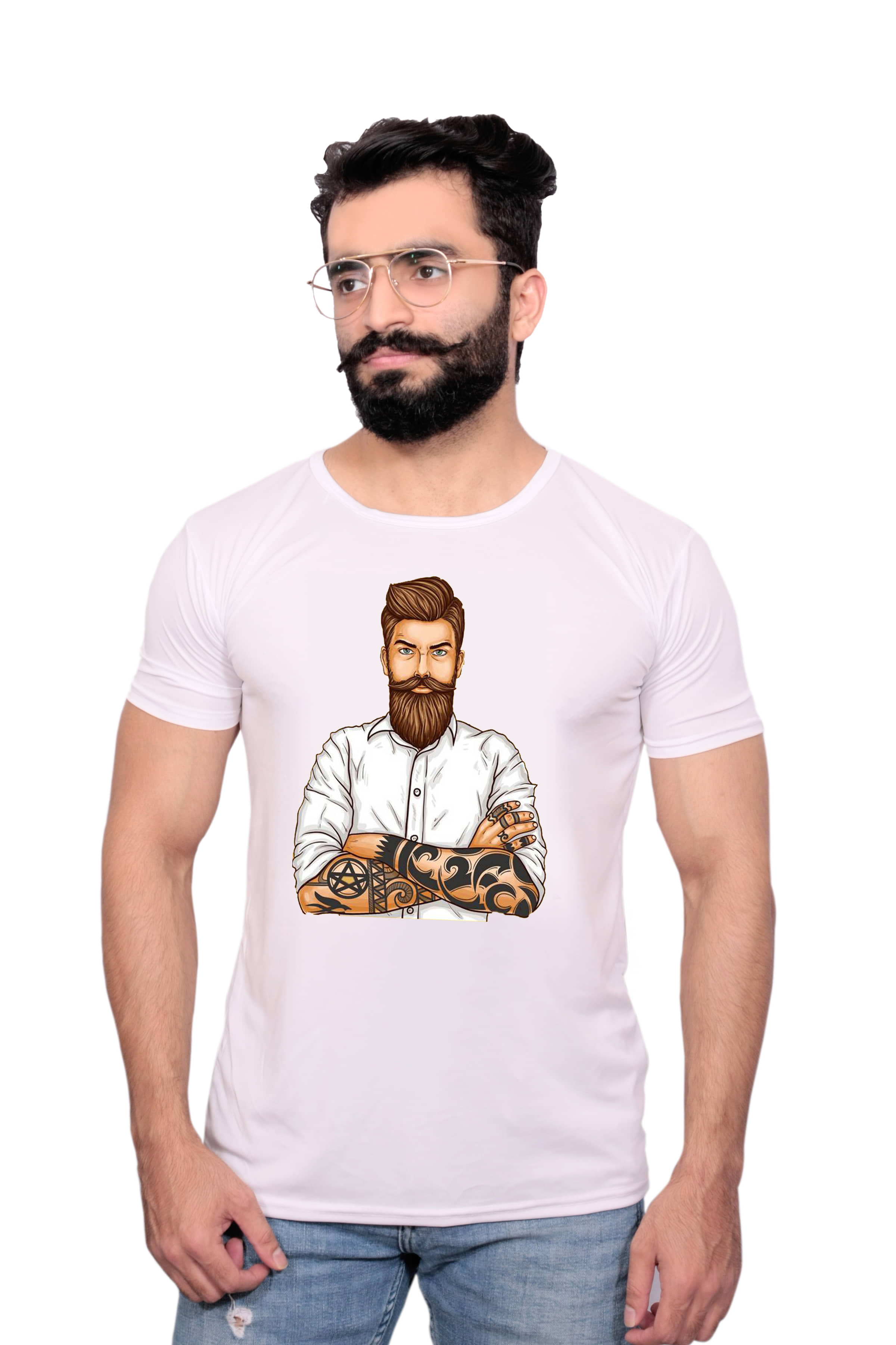 Nityanand Enterprises White Cotton Blend T-Shirt