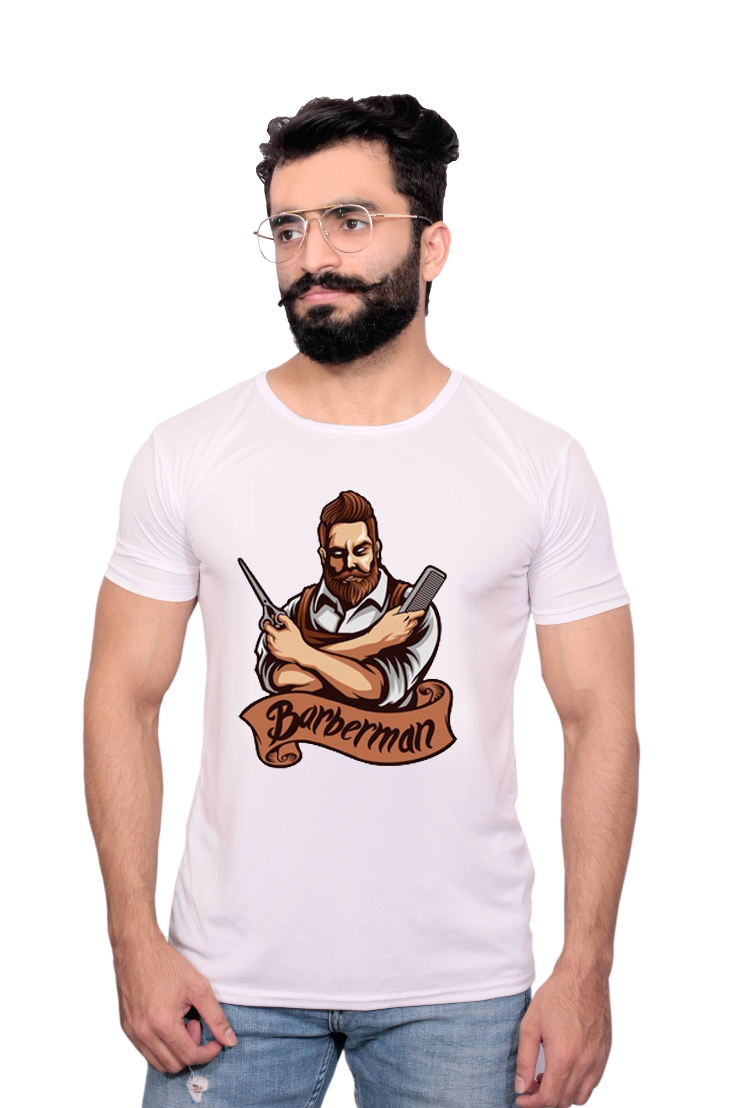 Nityanand Enterprises White Cotton Blend T-Shirt