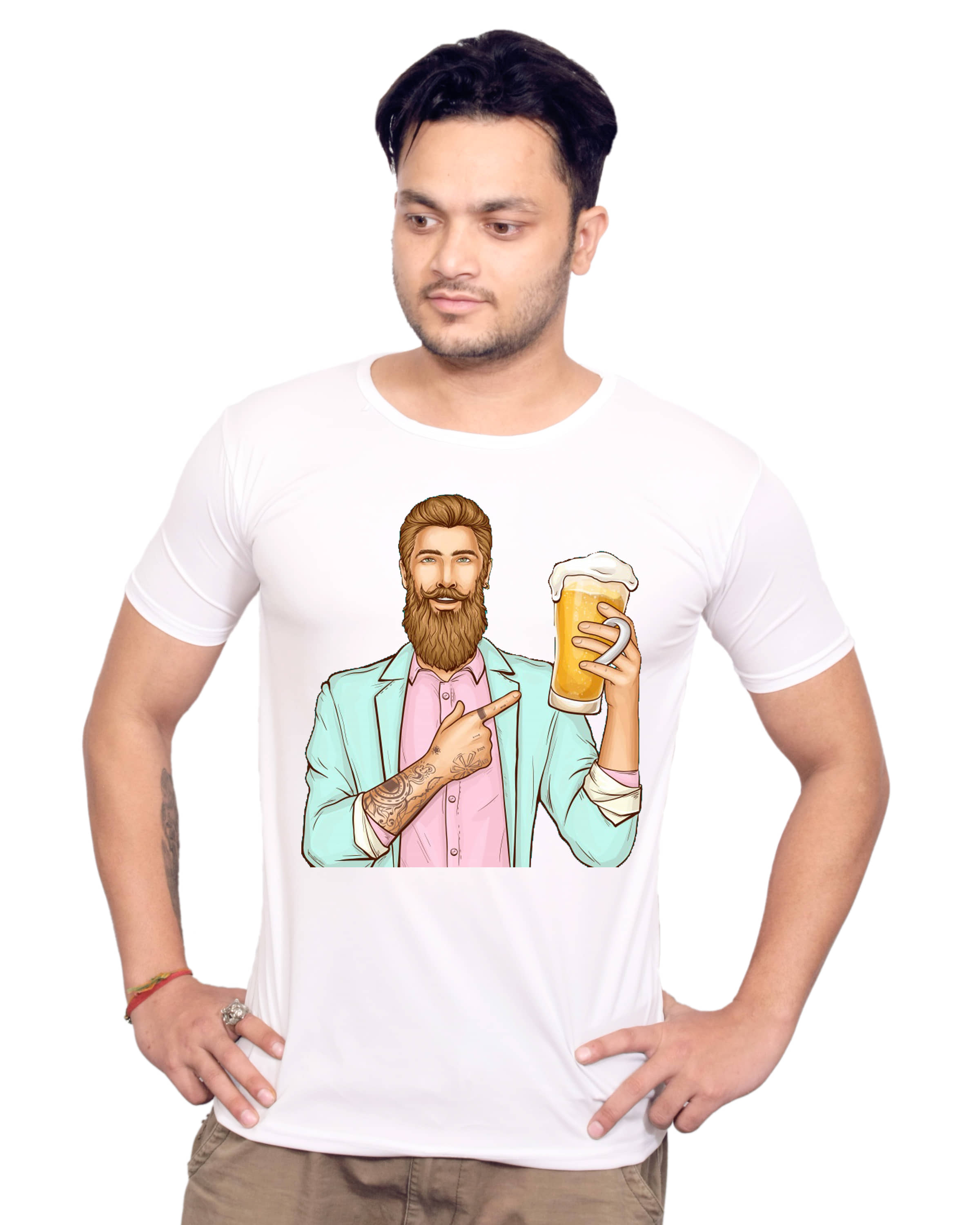 Nityanand Enterprises White Cotton Blend T-Shirt