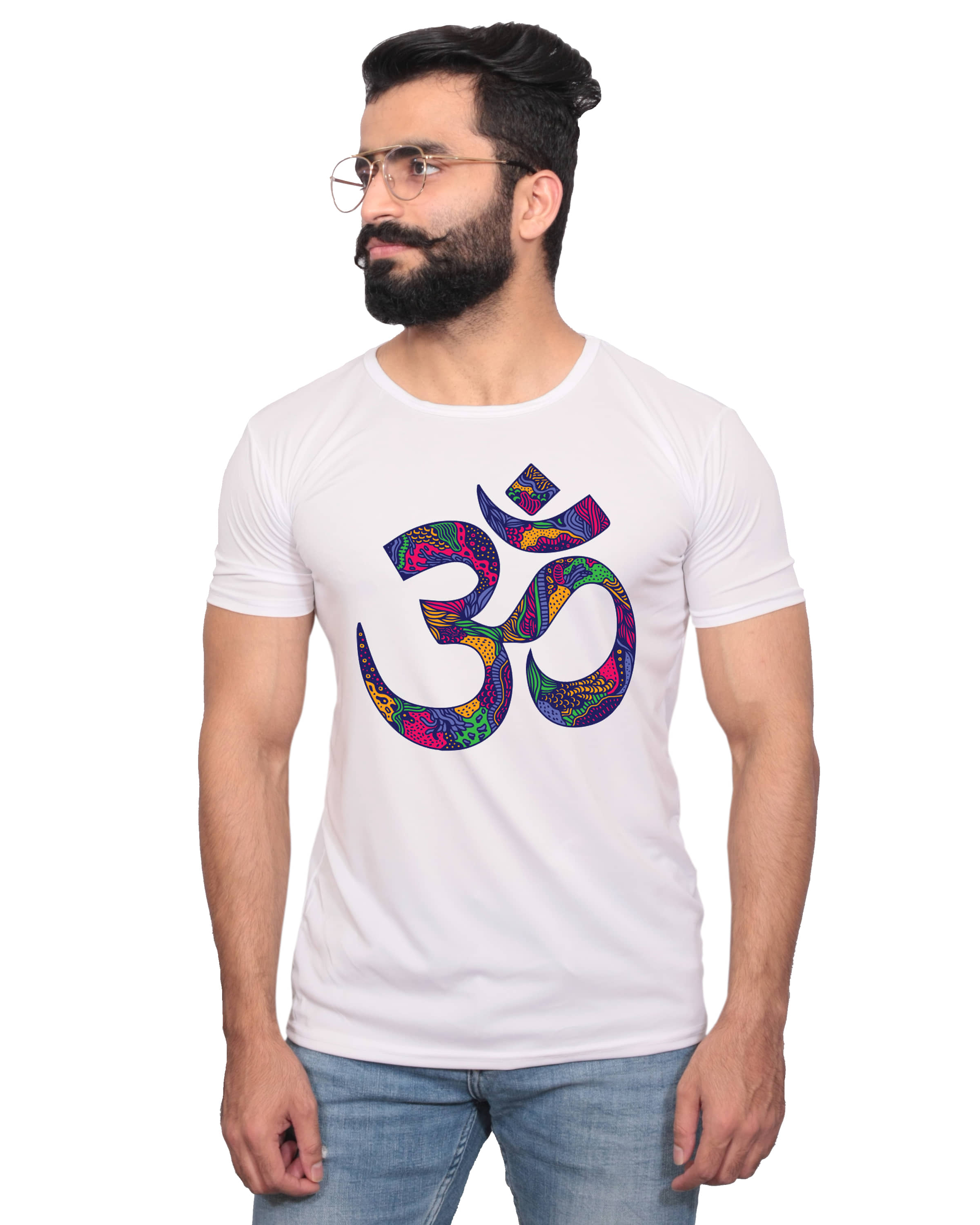 Nityanand Enterprises White Cotton Blend T-Shirt